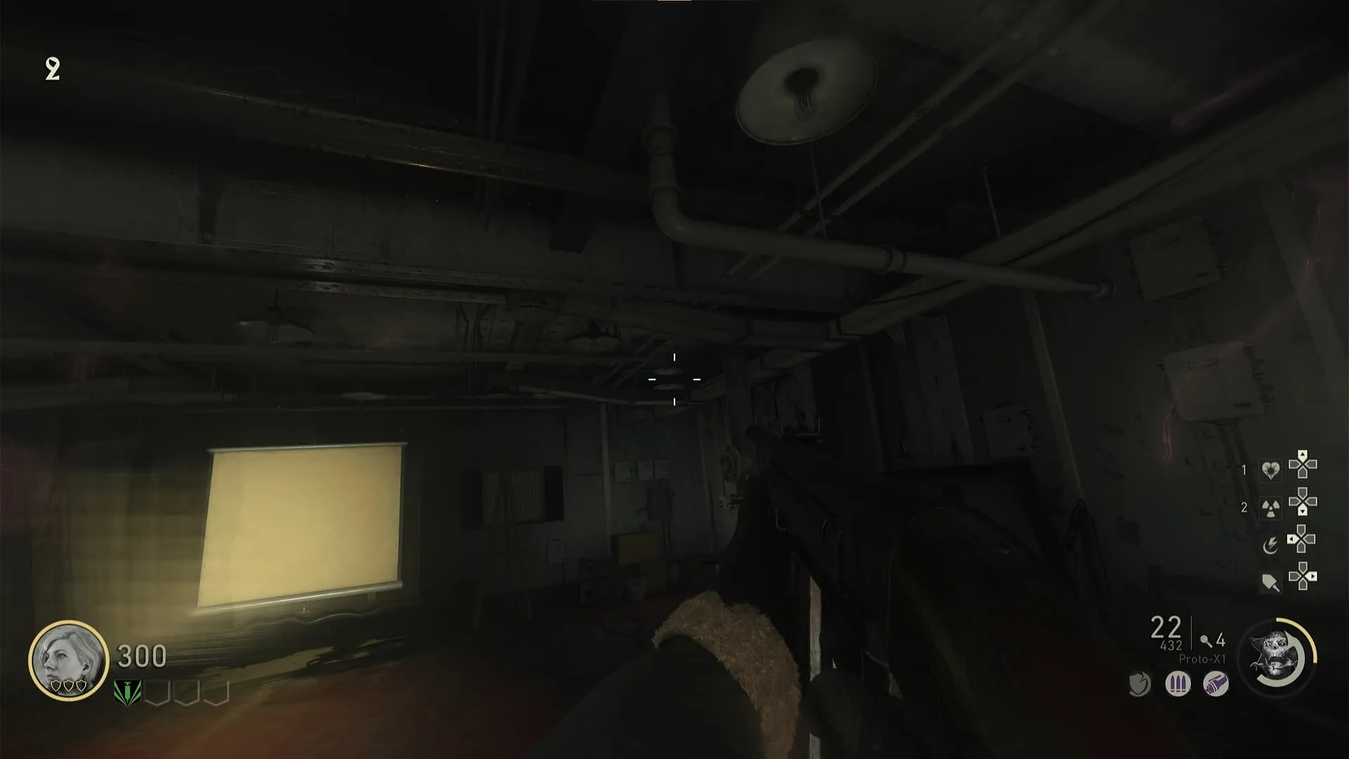 Pez en ducto junto a la pantalla del proyector